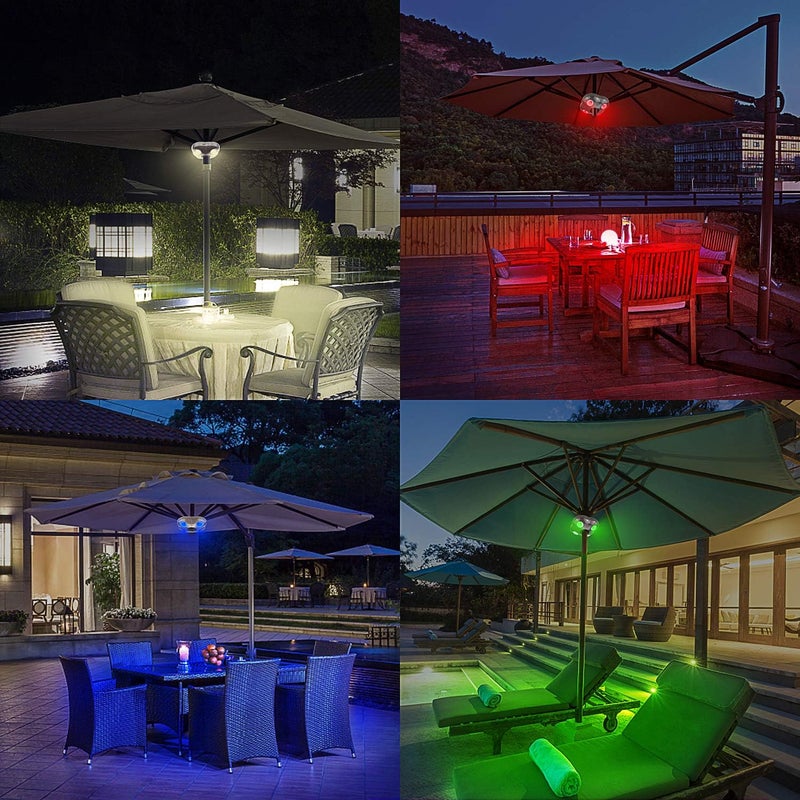 BIGMONAT Patio Umbrella Light Battery Operated, Outdoor Table Umbrella Lights with Remote and Timer, Color Changing Pole Light, Wireless Tent Lights for Camping, Brightness Dimmable, 250 Lumens - Image 4